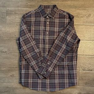 Tasso Elba Men's Plaid Shirt - Purple and Gray